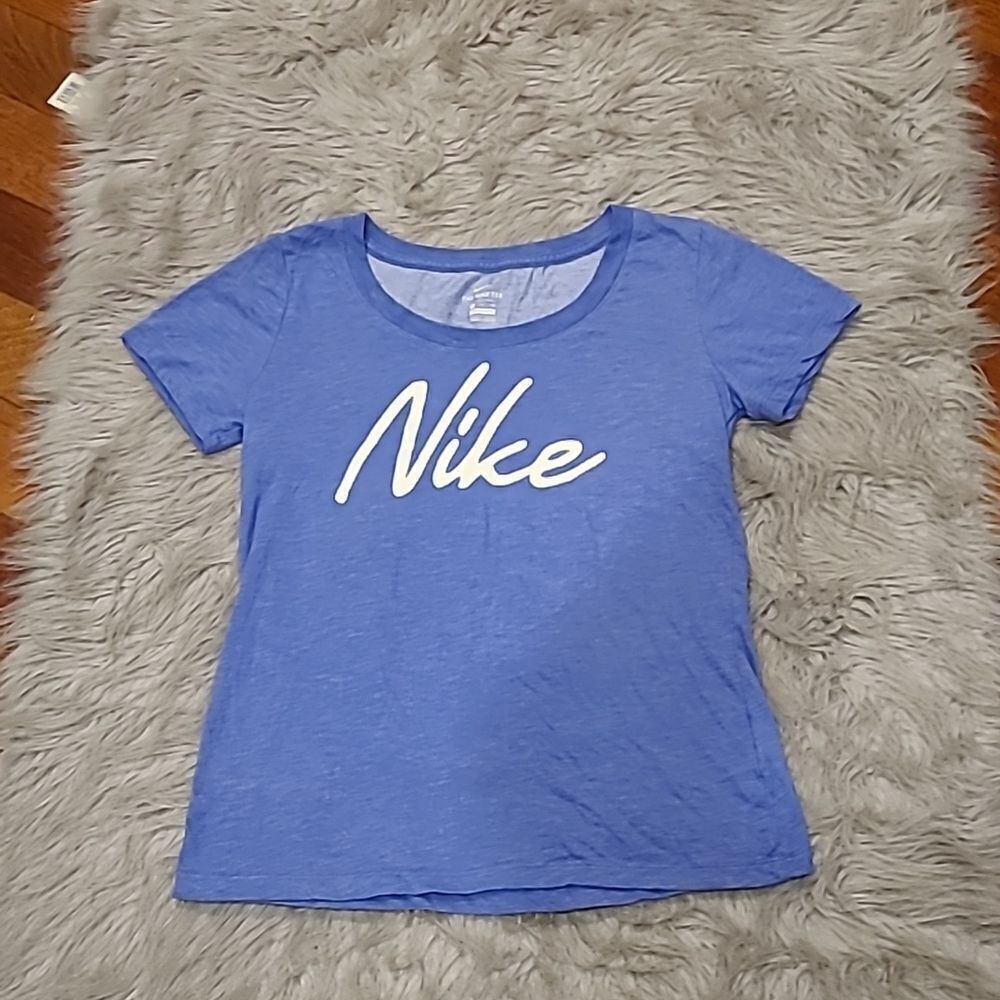 Nike the‎ Nike tee dri fit womens cotton logo light blue tshirt size small